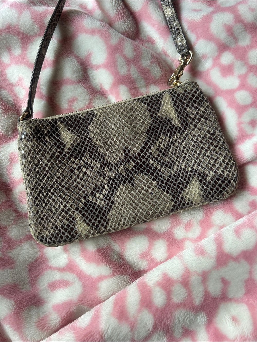 Michael Kors Olive Snake-Print Wristlet with Gold MK Logo - Picture 4 of 5